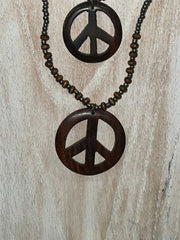NEW Hand Crafted Bead & Peace Sign Necklace - Perfect Inexpensive Gift