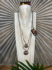 NEW Hand Crafted Bead & Peace Sign Necklace - Perfect Inexpensive Gift