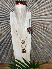 NEW Hand Crafted Bead & Peace Sign Necklace - Perfect Inexpensive Gift