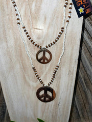 NEW Hand Crafted Bead & Peace Sign Necklace - Perfect Inexpensive Gift