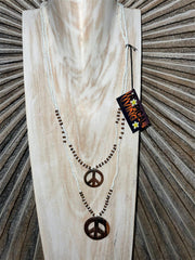 NEW Hand Crafted Bead & Peace Sign Necklace - Perfect Inexpensive Gift