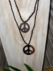 NEW Hand Crafted Bead & Peace Sign Necklace - Perfect Inexpensive Gift