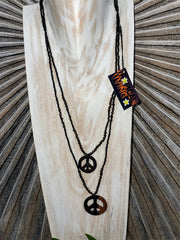 NEW Hand Crafted Bead & Peace Sign Necklace - Perfect Inexpensive Gift