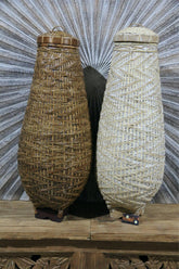 New Balinese Hand Woven Basket w/Lid / Ginger Jar Style Basket