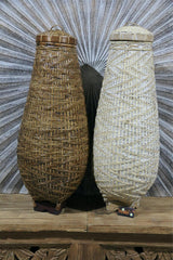 New Balinese Hand Woven Basket w/Lid / Ginger Jar Style Basket