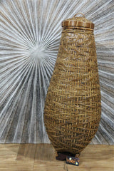 New Balinese Hand Woven Basket w/Lid / Ginger Jar Style Basket