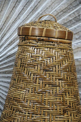 New Balinese Hand Woven Basket w/Lid / Ginger Jar Style Basket