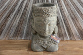 NEW Balinese Hand Crafted Cast Concrete Dewi Head Pot - Bali Dewi Head Plant Pot