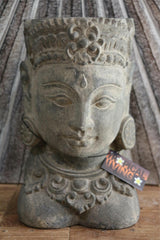 NEW Balinese Hand Crafted Cast Concrete Dewi Head Pot - Bali Dewi Head Plant Pot