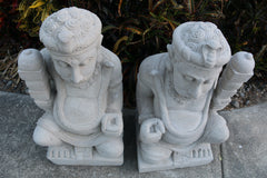 BRAND NEW Set 2 Hand Crafted Cast/Carved Temple Guards