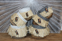 Balinese Hand Woven Open Basket w/Raffia Trim L - Bali Basket Great for Plants