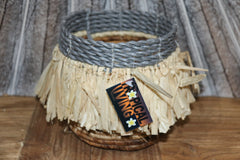 Balinese Hand Woven Open Basket w/Raffia Trim S - Bali Basket Great for Plants