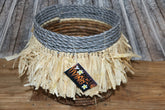 Balinese Hand Woven Open Basket w/Raffia Trim M - Bali Basket Great for Plants