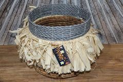 Balinese Hand Woven Open Basket w/Raffia Trim L - Bali Basket Great for Plants
