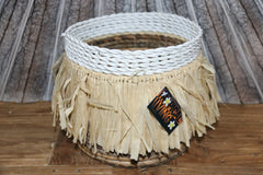 Balinese Hand Woven Open Basket w/Raffia Trim M - Bali Basket Great for Plants