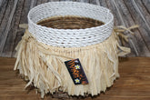 Balinese Hand Woven Open Basket w/Raffia Trim L - Bali Basket Great for Plants