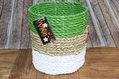 New Balinese Hand Woven Striped Open Basket - Bali Basket GREAT for Plants