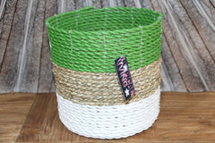 New Balinese Hand Woven Striped Open Basket - Bali Basket GREAT for Plants