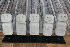 NEW Indonesian Hand Carved 5 Primitive Stone Sumba Statue on Stand - TIMOR ART