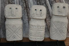 NEW Indonesian Hand Carved 5 Primitive Stone Sumba Statue on Stand - TIMOR ART