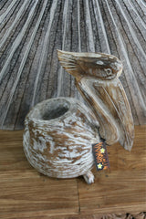 NEW Balinese Hand Crafted Coconut Pelican Pot - Bali Coconut Pelican Pot