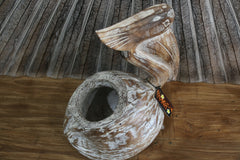 NEW Balinese Hand Crafted Coconut Pelican Pot - Bali Coconut Pelican Pot