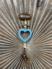 NEW Balinese Wooden Heart / Driftwood WELCOME Mobile / Hanger - Bali Mobile