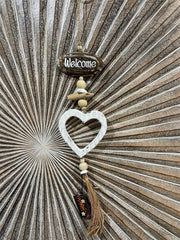 NEW Balinese Wooden Heart / Driftwood WELCOME Mobile / Hanger - Bali Mobile