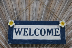 NEW Balinese Timber WELCOME Sign - Bali Frangipani WELCOME Sign