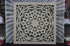 NEW Balinese Carved MDF/WOOD Framed MANDALA Wall Panel 70x70cm Stunning Wall Art