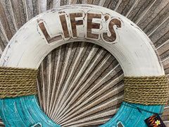 NEW Balinese Timber Life Buoy LEFE'S A BEACH Sign - Bali Beach Life Buoy