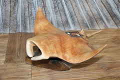 NEW Balinese Hand Carved & Crafted Suar Wood Manta Ray Sculpture - Bali Carving