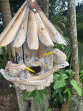 Balinese Hand Crafted Wooden Bird House with Wood Carved Birds - Bali Bird House