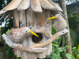 Balinese Hand Crafted Wooden Bird House with Wood Carved Birds - Bali Bird House
