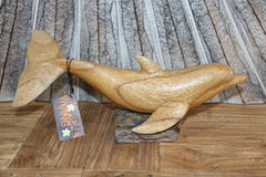 NEW Balinese Hand Carved & Crafted Suar Wood Dolphin Sculpture - Bali Carving