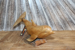 NEW Balinese Hand Carved & Crafted Suar Wood Dolphin Sculpture - Bali Carving