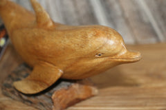 NEW Balinese Hand Carved & Crafted Suar Wood Dolphin Sculpture - Bali Carving