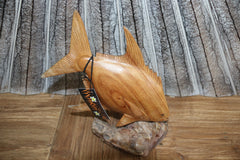 NEW Balinese Hand Carved & Crafted Suar Wood Fish Sculpture - Bali Wood Art
