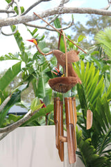 NEW Balinese Bird with Chicks Bamboo Wind Chime - Bali Bamboo/Coconut Windchime