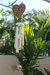 Balinese Wood / Bamboo Love Heart Wind Chime - Bali Heart Style Wind Chime BROWN