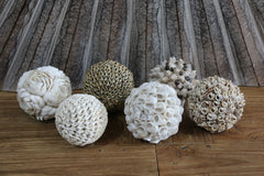 Hand Crafted Shell Decor Ball - Balinese Shell Home Decor - Boho Style Homewares