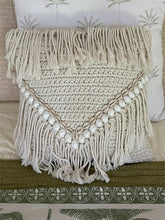NEW Balinese Handmade Crotchet Cushion with Shell Trim - Stunning Bali Cushion