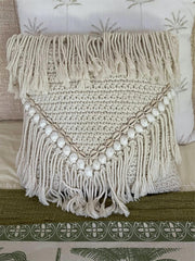 NEW Balinese Handmade Crotchet Cushion with Shell Trim - Stunning Bali Cushion
