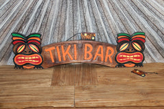 NEW Hand Crafted & Carved TIKI BAR Sign - Tropical Island Bali Bar Sign - 2 Mask