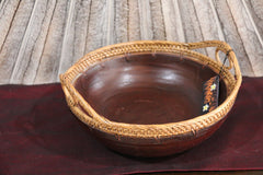 NEW BALINESE HAND CRAFTED WOOD/RATTAN COMBO BOWL Medium