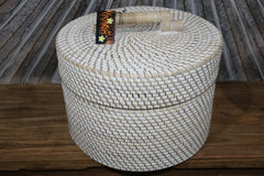 New Balinese Hand Woven Basket w/Lid / Hat Box Style Rattan Basket w/lid handle