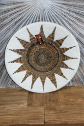 NEW Bali Woven Platter with Cotton Trim - Balinese Woven Platter Wall Art 40cm