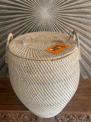 NEW Balinese Hand Woven Large Rattan Basket with Lid - Balinese Basket 2 Sizes