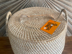 NEW Balinese Hand Woven Large Rattan Basket with Lid - Balinese Basket 2 Sizes