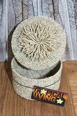 New Balinese Hand Threaded Bead Basket w/lid - Stunning!! Balinese Bead Basket